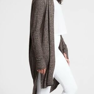 Athleta Harmony Wrap Open Front Cardigan Heather Brown Shale Knit Small